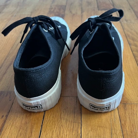 Superga 2630 Stripe Black and White Canvas Sneakers size 8/39 - Picture 4 of 7